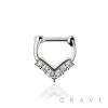 MULTI CZ HEART STARFIRE SEPTUM HINGED CLICKER